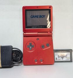 Nintendo Gameboy Advance SP Flame Red Original Charger And Kingdom Hearts Game