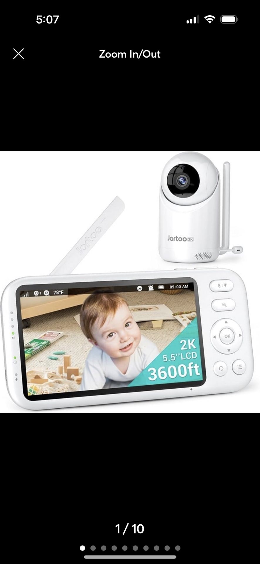 2K Video Baby Monitor with Camera and Audio, 3600ft Long Range Baby 1 camera