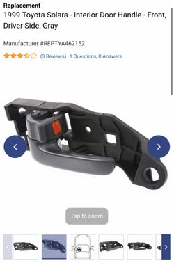 Replacement 1999 Toyota Solara - Interior Door Handle - Front, Driver Side, Gray $20