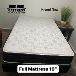 Full Size Mattress 10” Inches Thick And Box Springs New From Factory Delivery Same Day