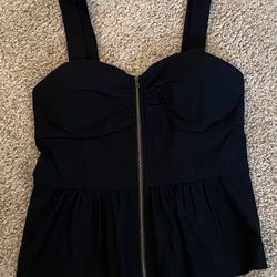 Agaci Black Zipper Top