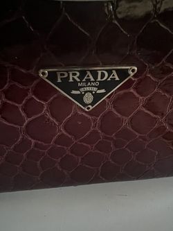 Prada Milano Burgundy Croc Embossed Handbag