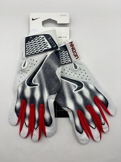 Rare Nike Alpha Elite Batting Gloves Men's Size XL White Red Black UCONN PE