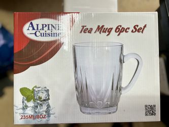 Glass Tea Mug | Coffee Mug 8oz Big Handle | Simple and Elegant | Microwave Safe | PuTea Mug 6pc Set