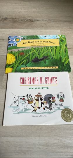 Vintage book set of little black ant on park street and Christmas at gumps by Mimi McAllister 