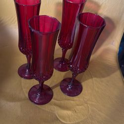 Red Wine Glasses Set Of 4 Vintage