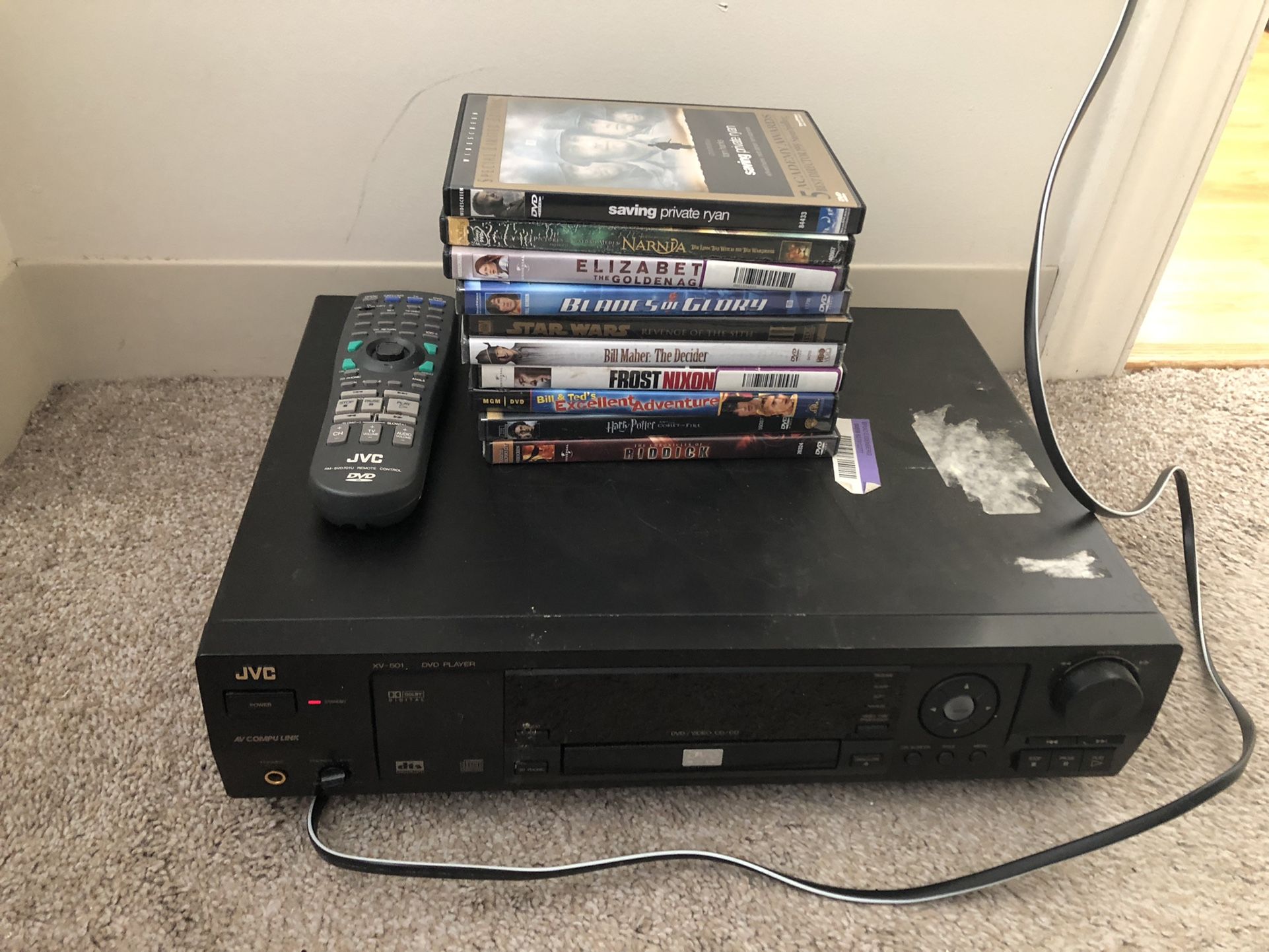 DVD player and 10 movie discs, all for $35