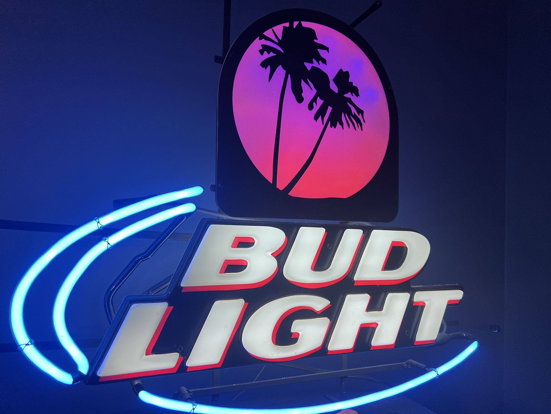 Bud Light Neon With Backlit Palm Trees