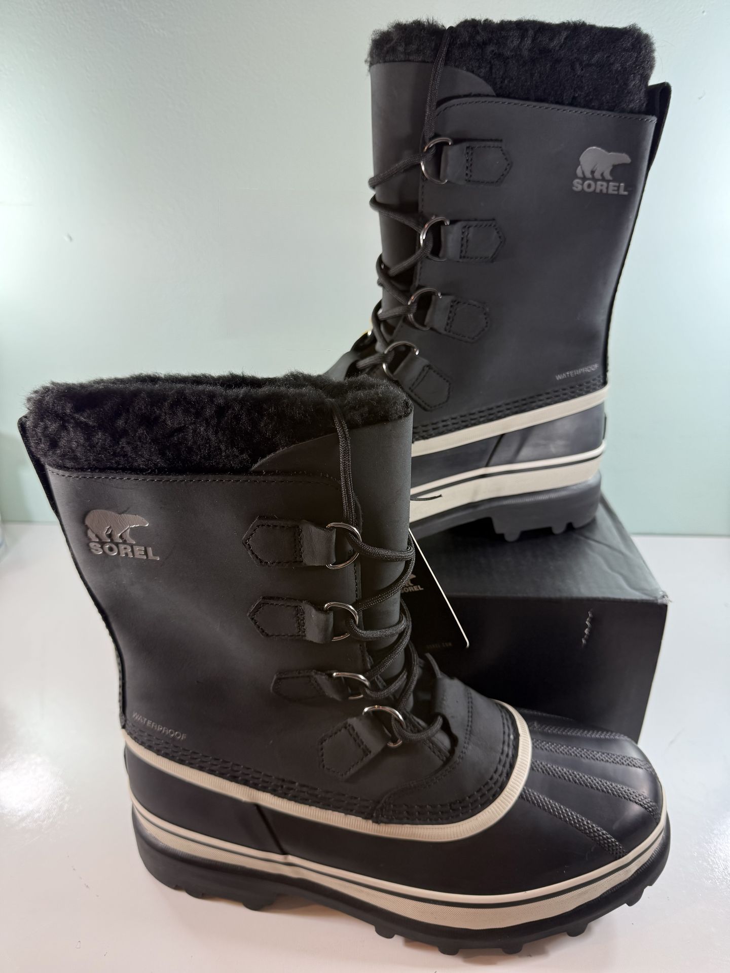 NEW Sorel CARIBOU WP Men’s Insulated Waterproof Snow Boot - BlackStone - size 9