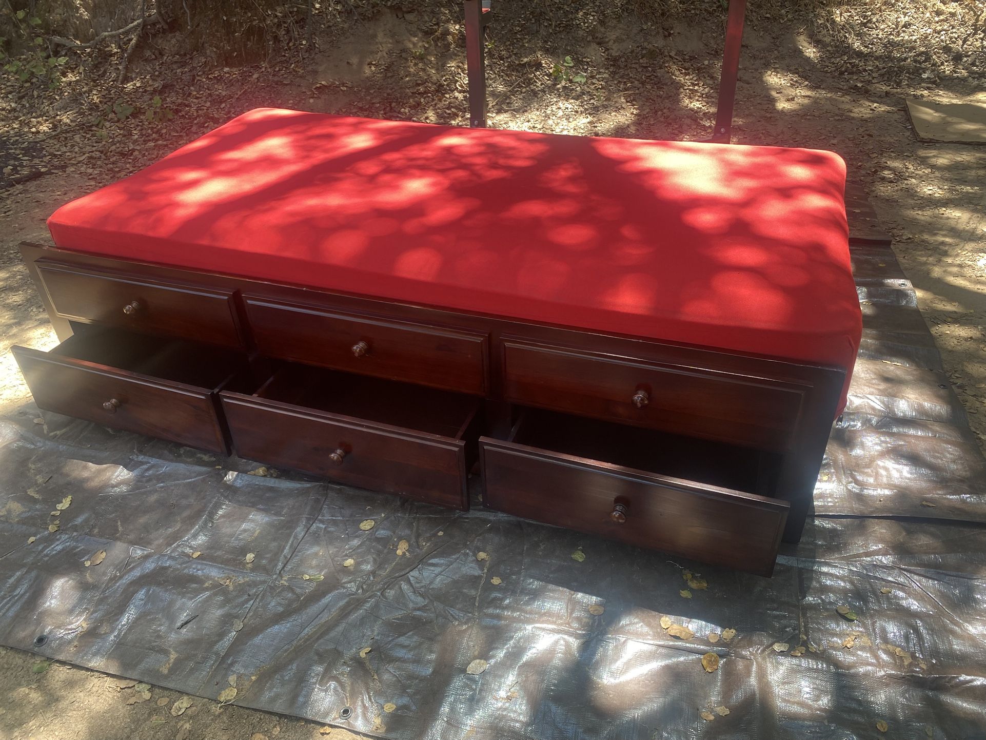 Twin Bed Wood With Drawers And Mattress