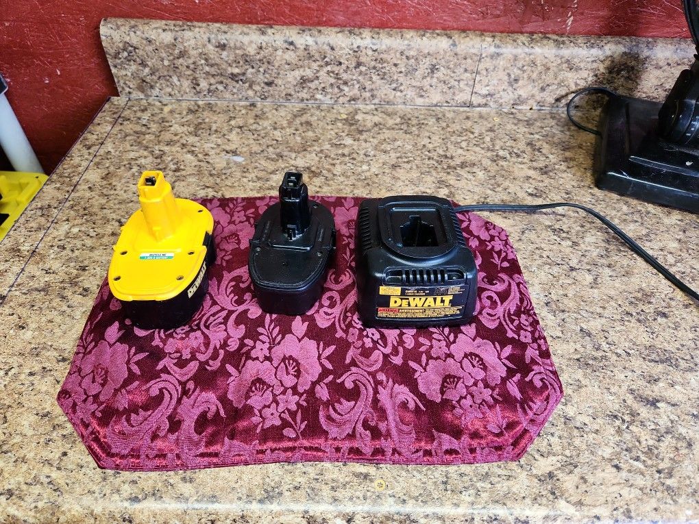 DeWalt 18V Battery Charger And Two Batteries