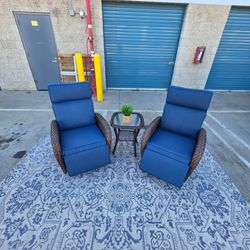 Outdoor Wicker Recliner Chairs Set of 2