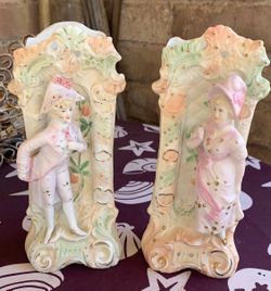 Pair of Victorian Porcelain Figural Vases