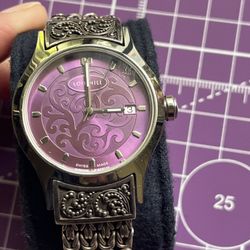 Lois Hill Swiss-Made .925 sterling silver multi-strand watch with a stunning purple dial.