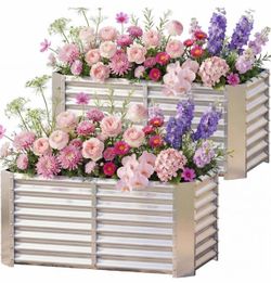 NEW IN BOX 2 Pack 4×2×2ft Galvanized Raised Garden Beds, Rectangle Durable Planter Boxes