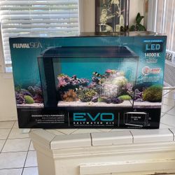 Fish tank EVO Salt, Water, And Freshwater Kit 13.5 Gallon Reef Compatible built-in filtration system1st$160 Takes It