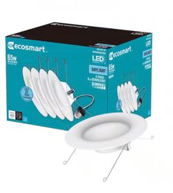 Ecosmart 6 in. Integrated LED White New Construction or Remodel Dimmable Recessed Light Trim Daylight, (4-Pack) - $15/box OBO