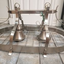 2 Light Kitchen Hanging Pot Rack Brushed Nickel Pot & Pan Rack Chandelier

