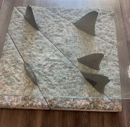 Vietato Bagnarsi Glass Top Coffee Table with Stone Granite