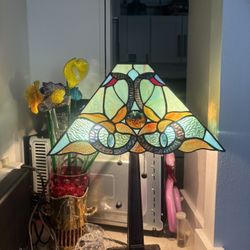 Beautiful Blues Tiffany Style Stained Glass Lamp