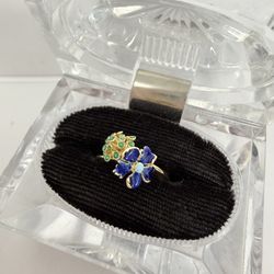 18ky Flower & Dot Ring 