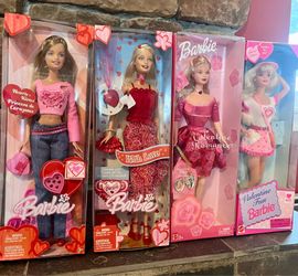 Barbie Valentine Dolls Collection (4 count)