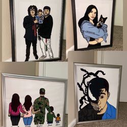 Glass Paintings Family, Friends, Pets, Anime & Cartoon Portraits Available LOCATED IN COVINA 