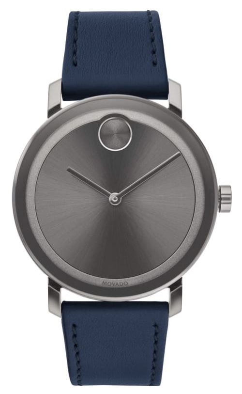 Movado Bold Navy Leather Mens Watch