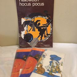 Lot of 3 Holliday table cloths (1- Thanksgiving 54”x 96”)& 2 - (Halloween 54”x96”). 1 Pkg. of 3 Hocus Pocus decorations . All in original packaging ne