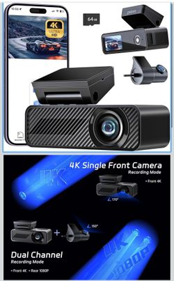 P1 Duo 4K Dash Cam Front and Rear