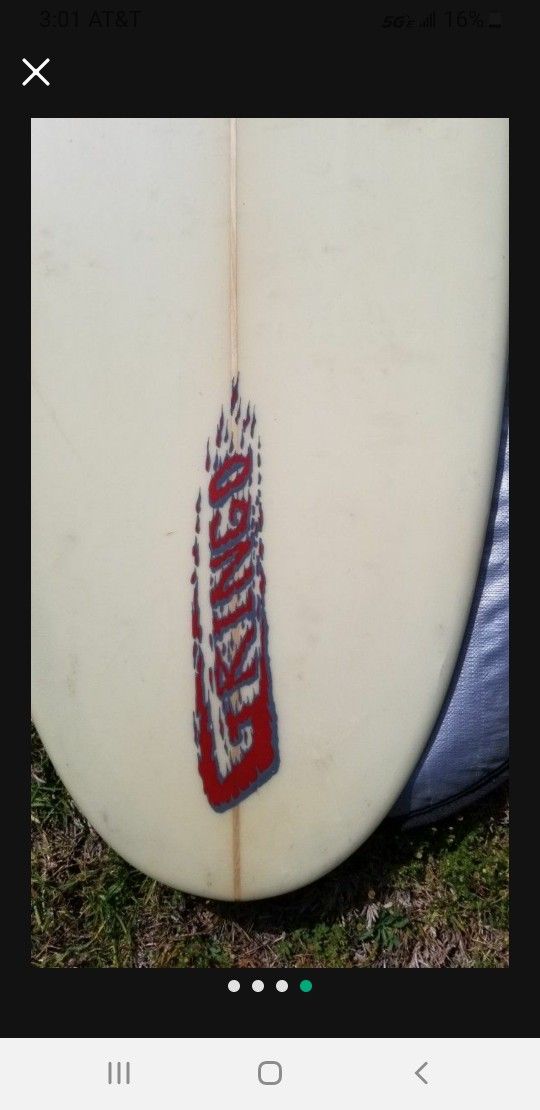 Custom shaped by Gringo 7'2" speed egg with board bag