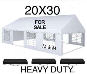 20x30ft Heavy Duty Party Tent, White Wedding Tent, Carport, Festival Tent with 6 Detachable Sidewalls, Waterproo