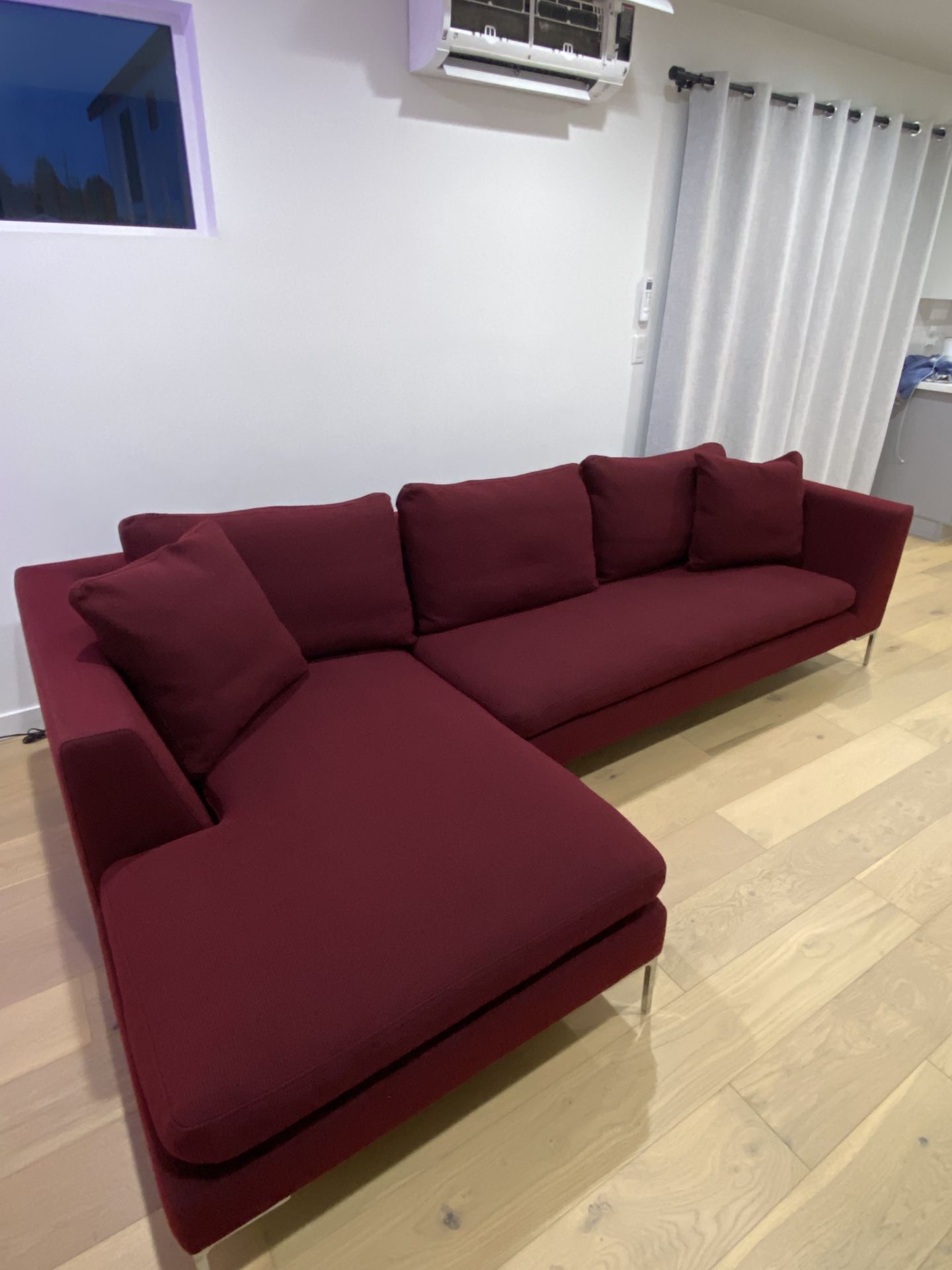 BB Italia Sectional Sofa with chaise (Burgundy color)