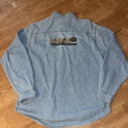 Rare Vintage HARLEY DAVIDSON Denim Jean Casual Button Front Shirt 2000s Blue Xl