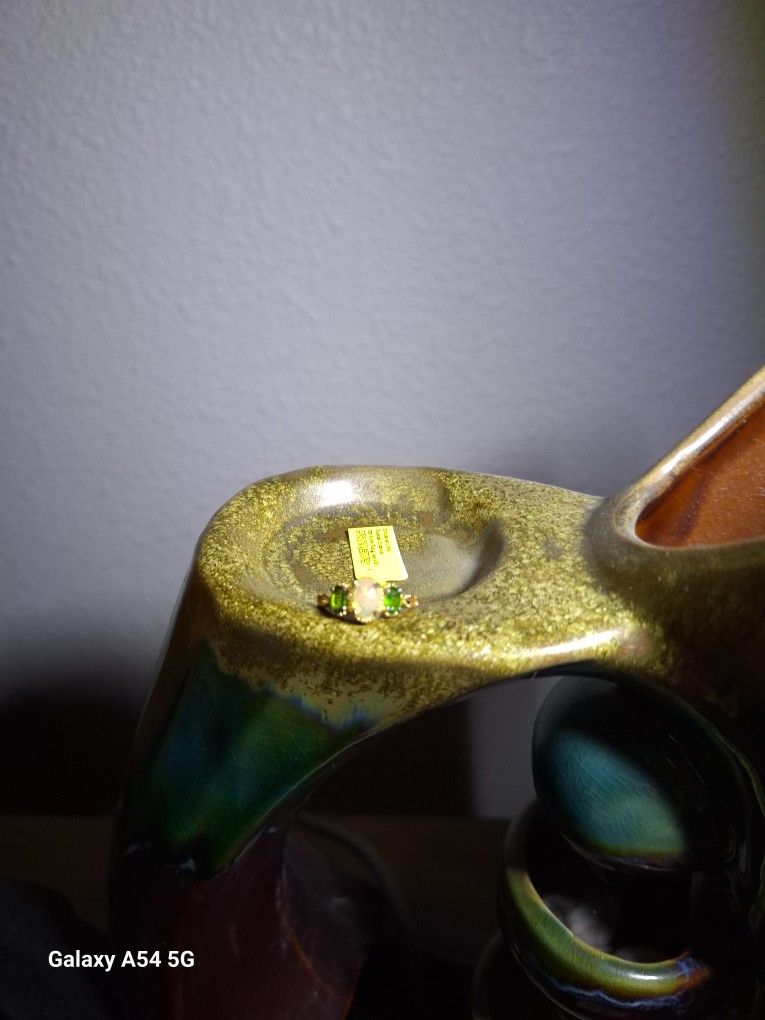 Ethiopian Opal with Chrome Diopside accents Ring
