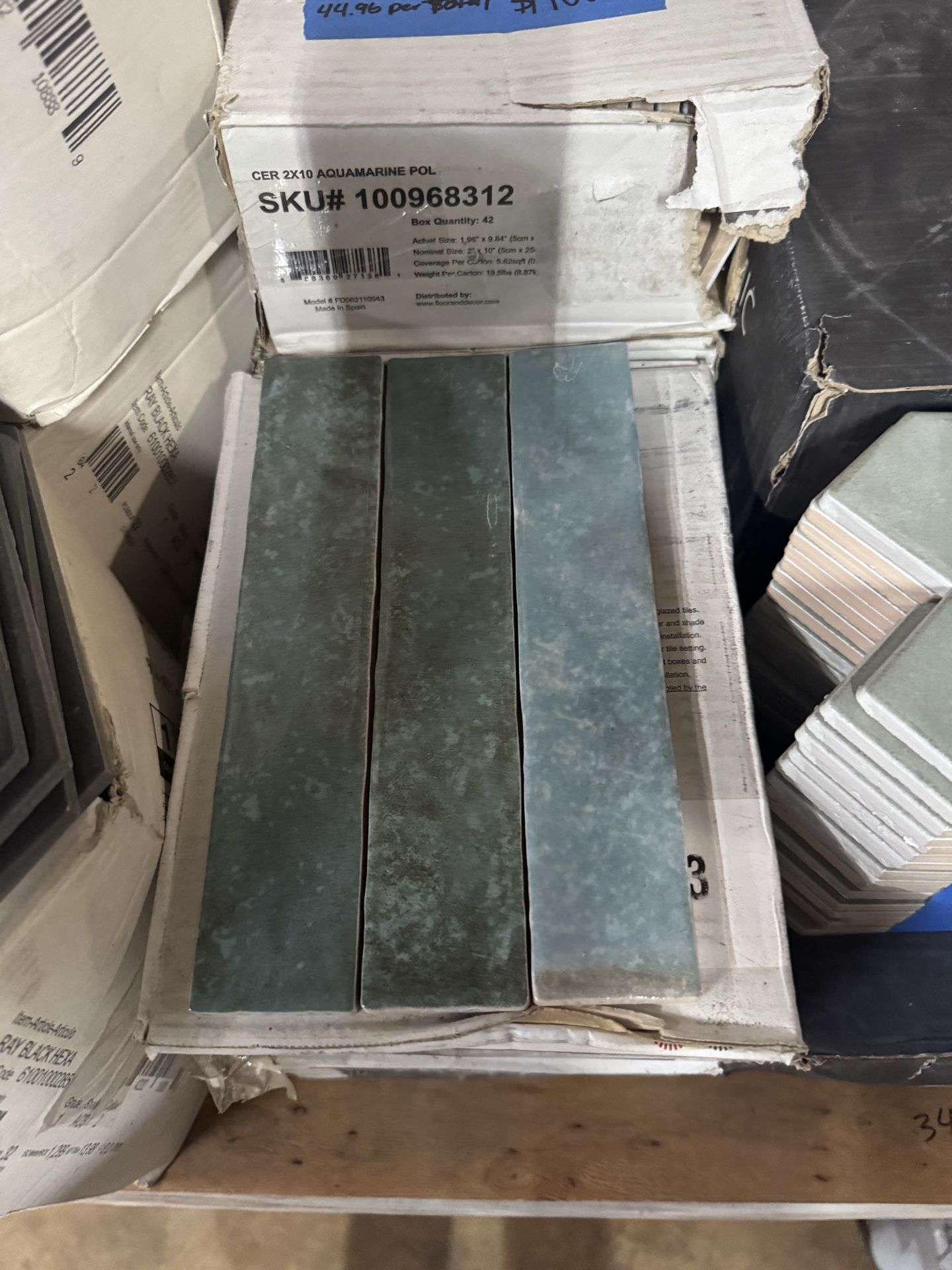 Tile deco backsplash Aqua marine ONLY 44.96 SqFt Available