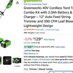 Cordless Yard Trimmer + Lead Blower ( Battery )