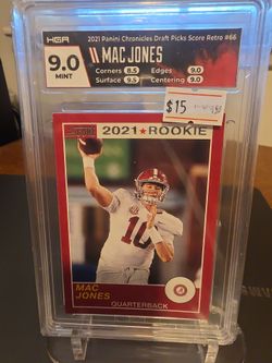 Mac Jones 2021 Panini Score Retro Rookie HGA 9.0