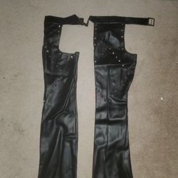 1pc Studded Leatherette Chaps