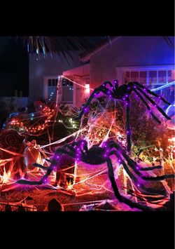 Giant Halloween Spider Decorations with LED Lights