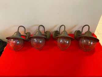 *$20 EACH* Weathered Copper Outdoor Wall Lantern Sconce w/ Clear Seeded Glass Globe