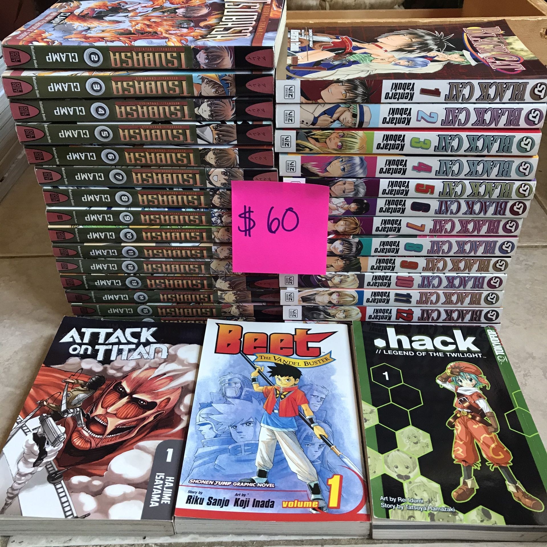 Manga Lot for Sale (Black Cat, Attack on Titan, Tsubasa, Beet, Hack)