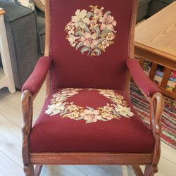 Antique Gooseneck Rocking Chair Mahogany Wood 1920s 