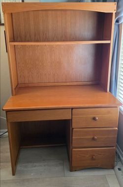 Real Solid Wood Computer Desk with Hutch