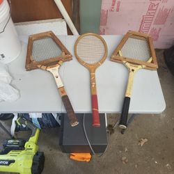 3 Antique Tennis Rackets