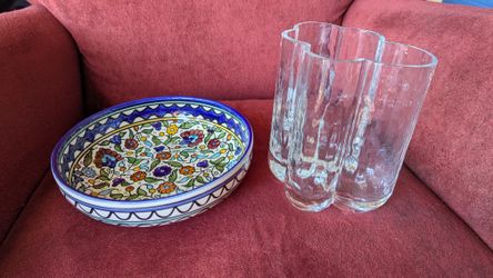 Glass Vase & Decorative Bowl Set