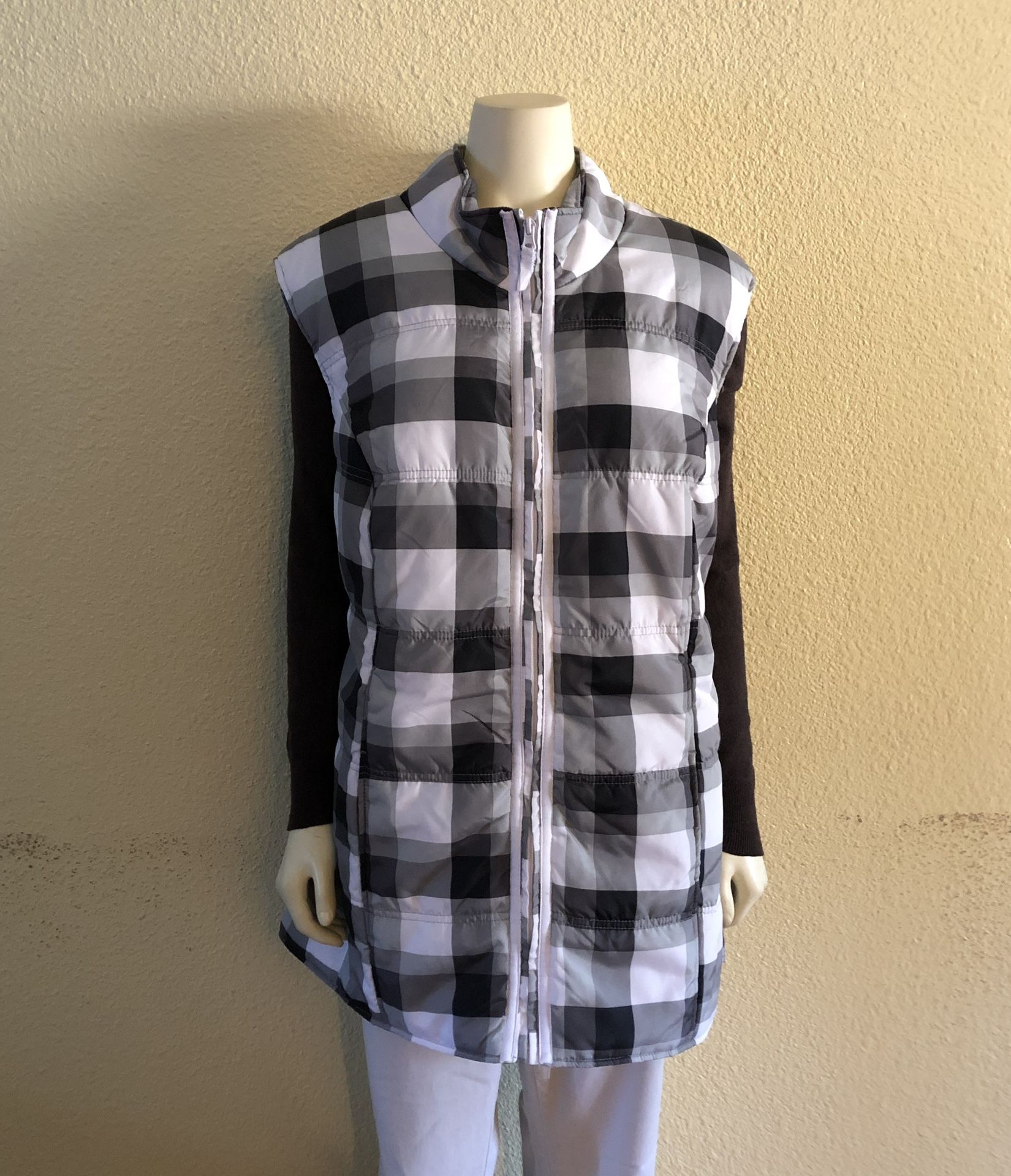 Woman Within Plus Size Buffalo Zip Up Front Vest Size 3X