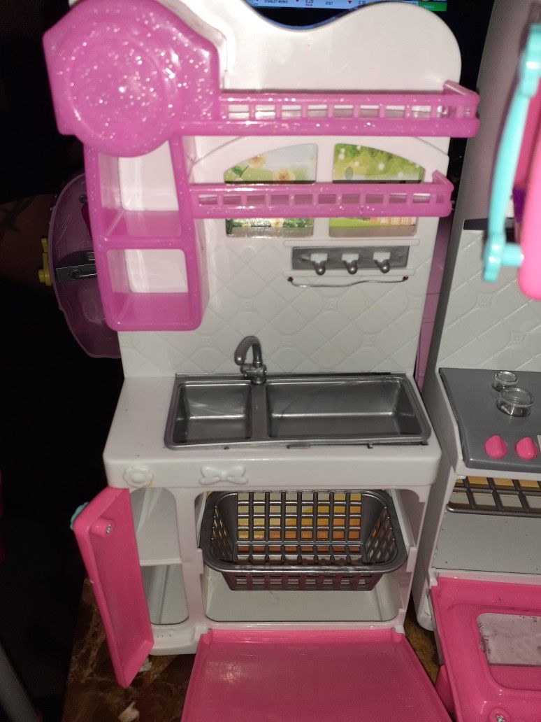 Mini Kitchen Makes Noise Lights Up For Barbie Size Dolls