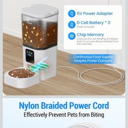 Automatic cat feeder with 2K camera: 5G automatic dog feeder with night vision, cat food dispenser with large 7L food storage container for multiple p