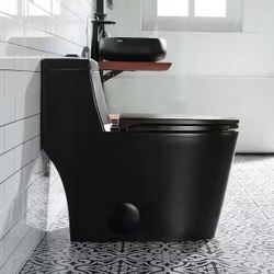 Toilet (Black).  One Piece Skirted. Modern. 
